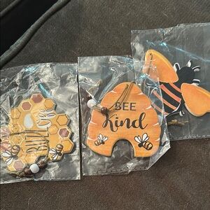 Bee-Themed Wooden Ornaments